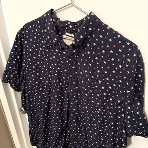 Short sleeve RW&B star pattern button-down
